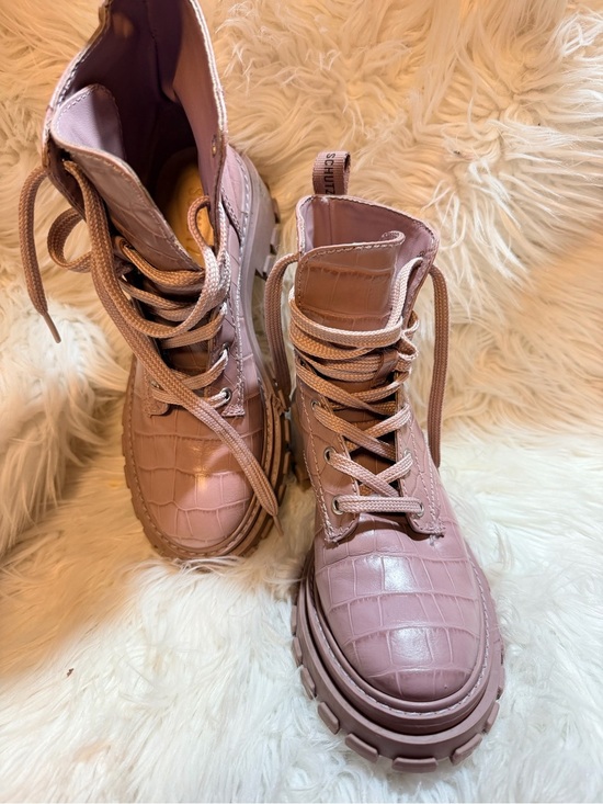 SCHUTZ Shoes - SCHUTZ Mauve Croc-Embossed Lace-Up Platform Boots size 7.5 B